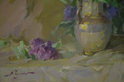 Oil painting of purple lilacs by Chulko Nikolay Fedorovich