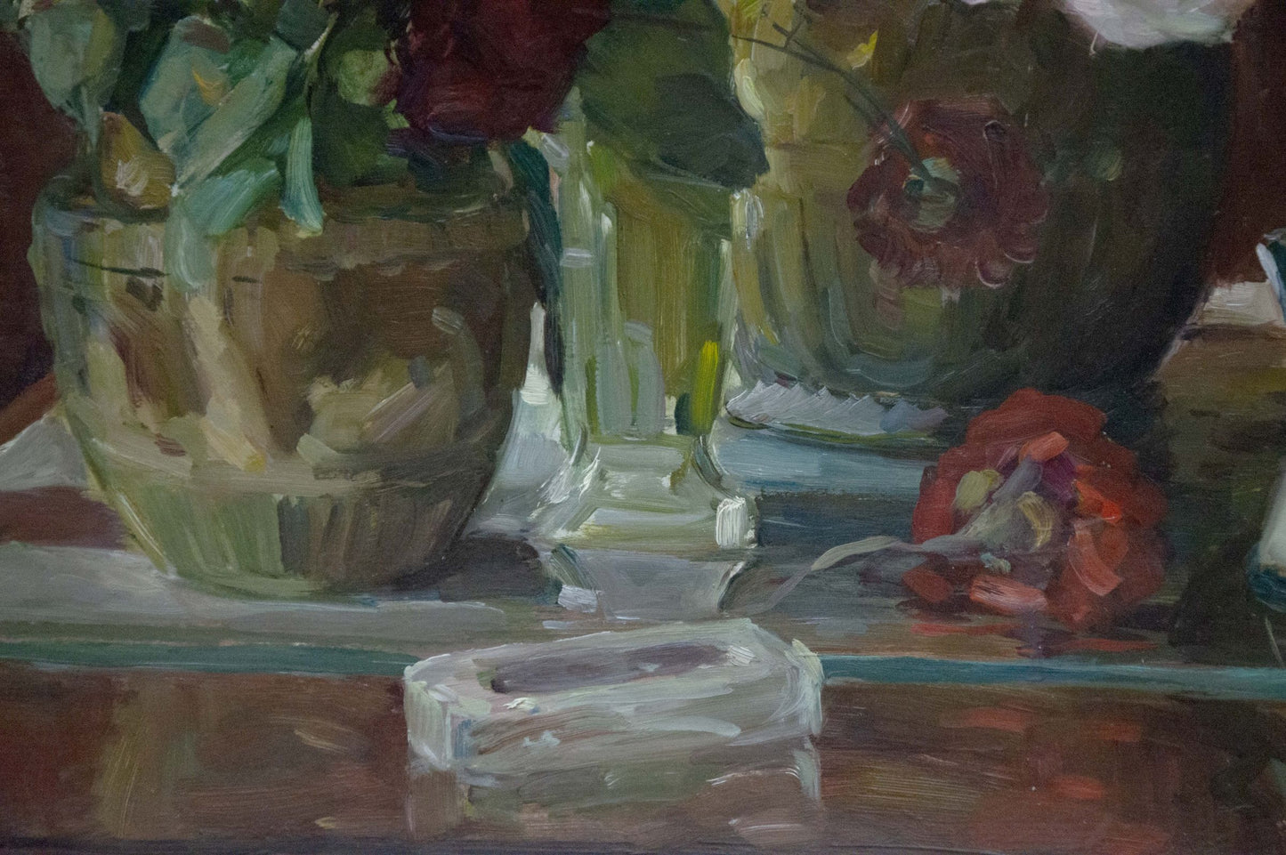 Oil painting of flowers by Shulga Ivan Nikolaevich on off-white soap bar