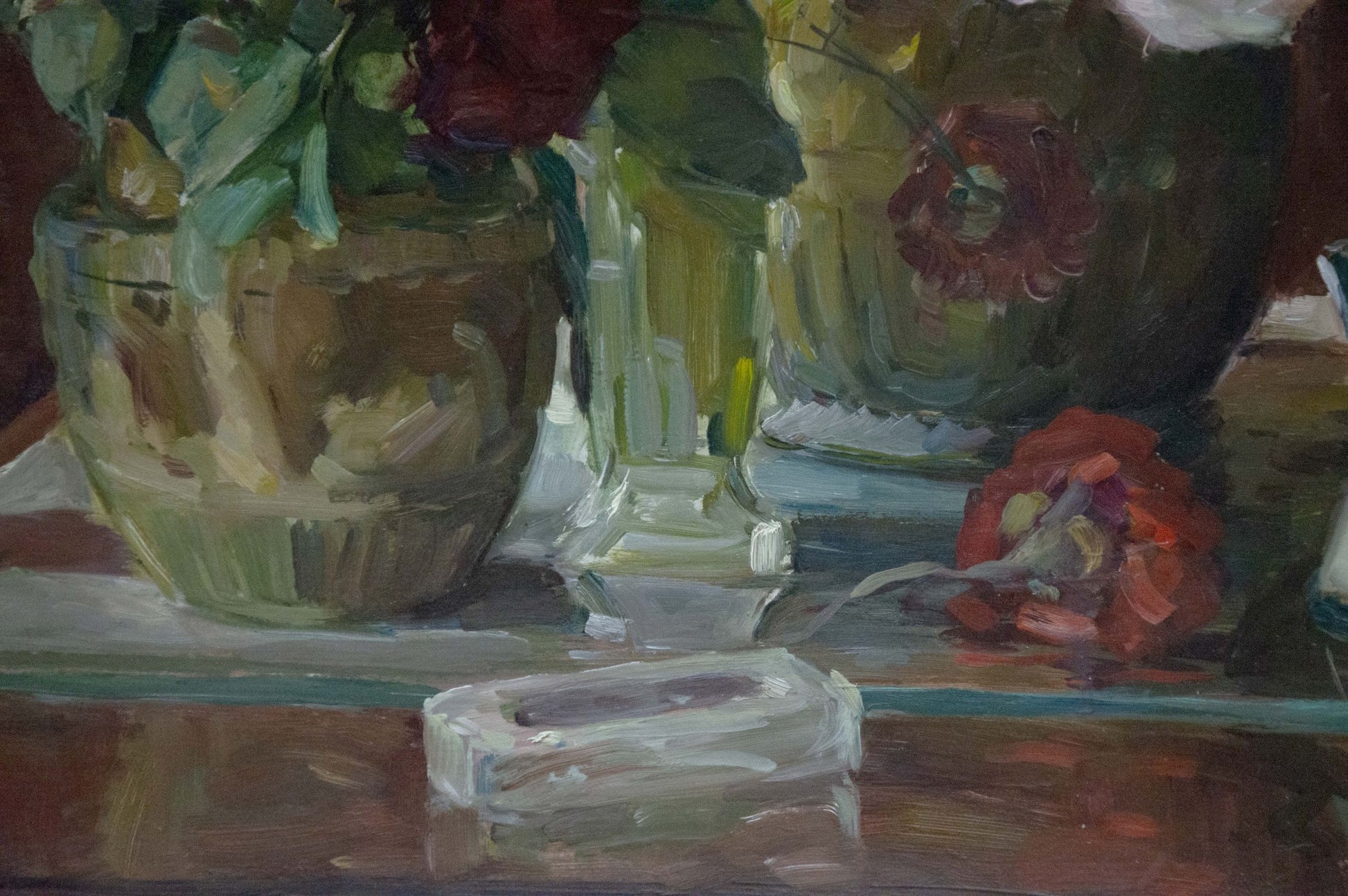 Oil painting of flowers by Shulga Ivan Nikolaevich on off-white soap bar