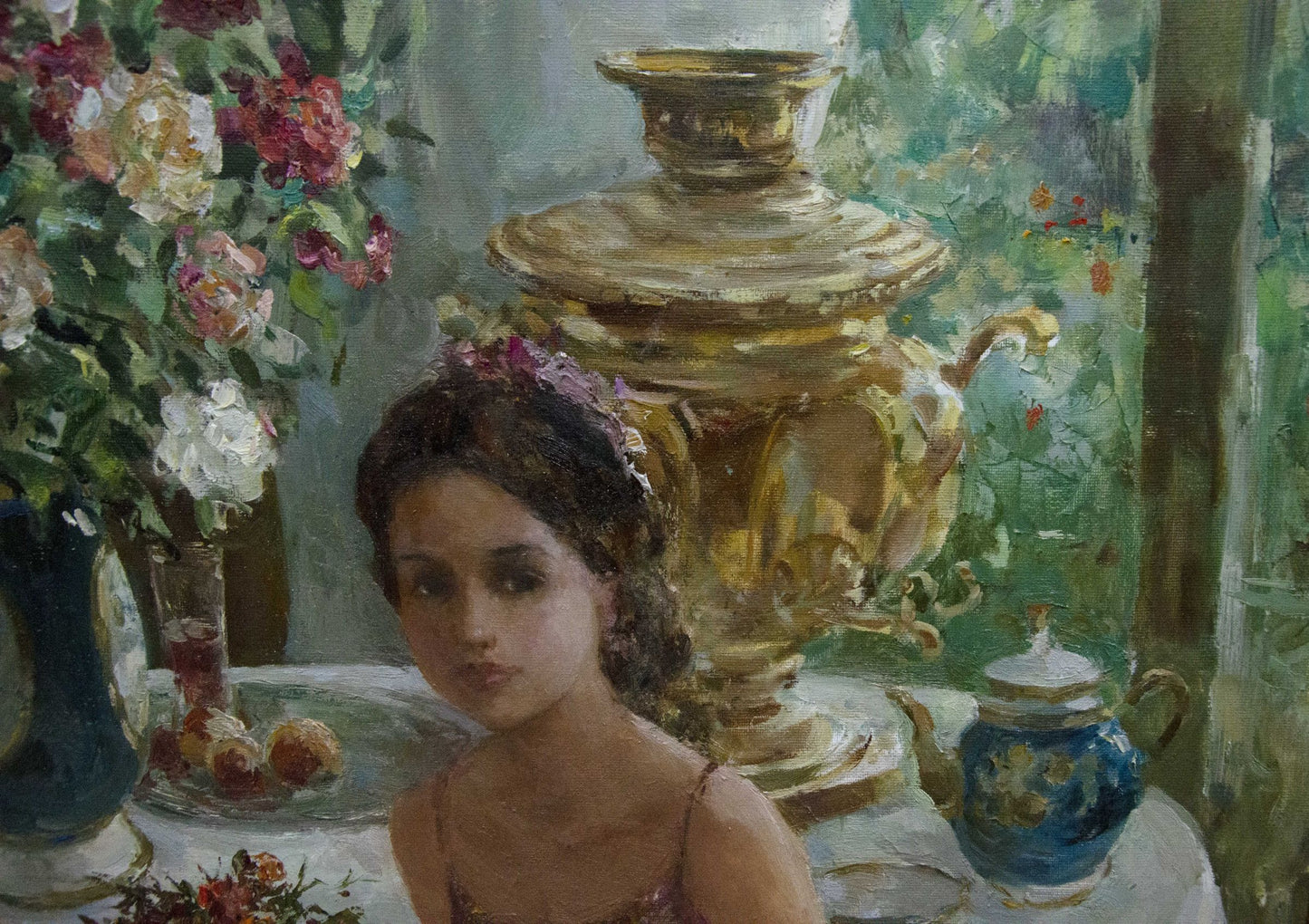 Golden ornate samovar in Mikhaylichenko Sergey Viktorovich oil painting