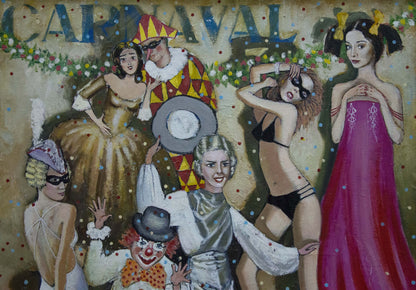 Oil painting Carnival by Vladimir Nikolaevich Miller with jester