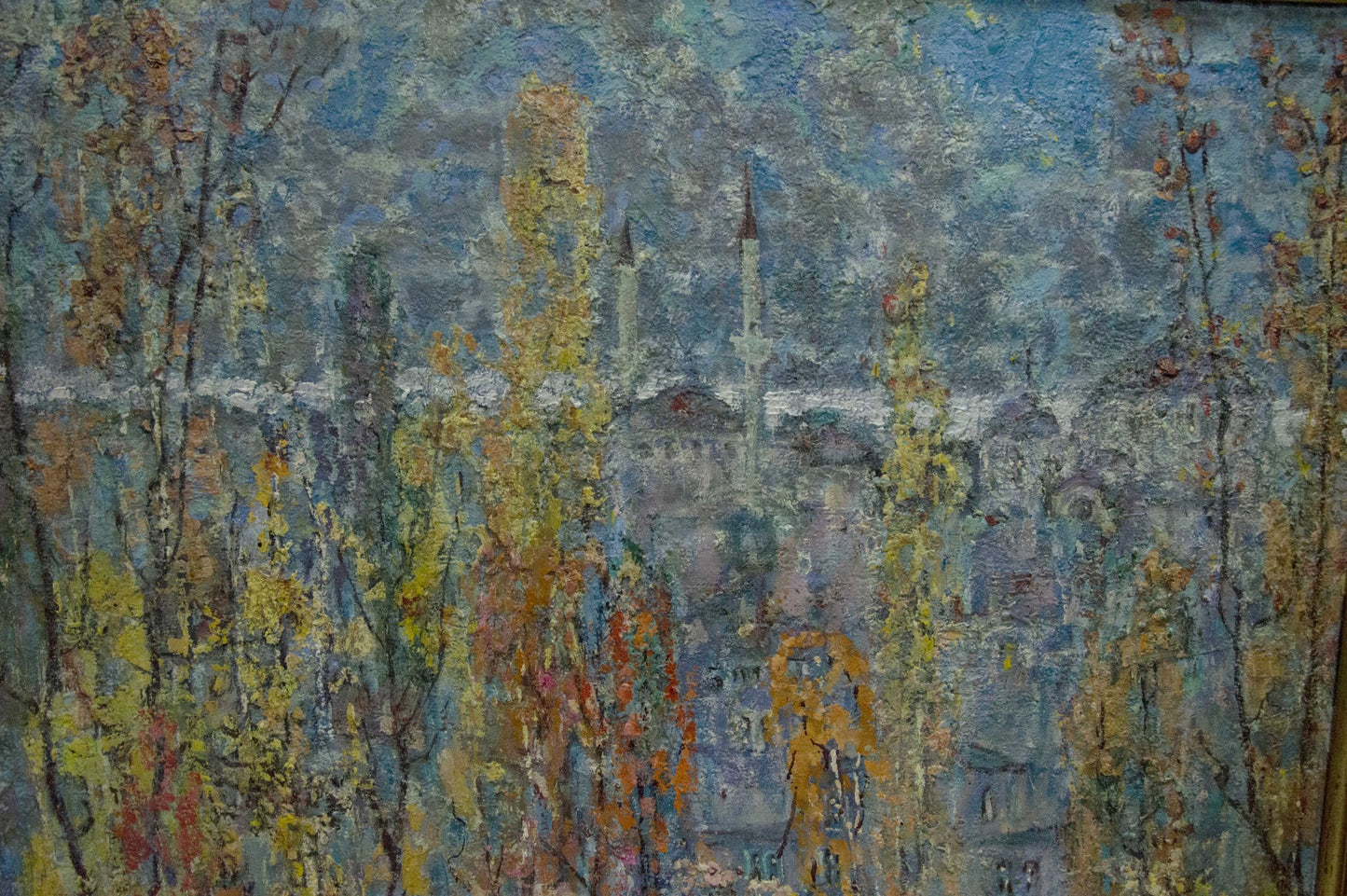 Abstract oil painting by Filatov Vladimir Nikolaevich: autumn cityscape with minarets