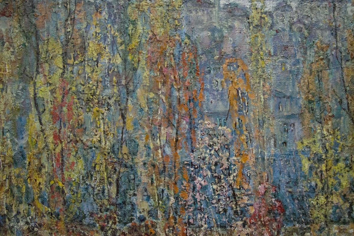 Abstract oil painting by Filatov Vladimir Nikolaevich: autumn forest scene