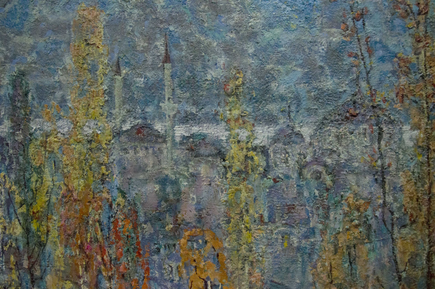 Abstract oil painting by Filatov Vladimir Nikolaevich: autumn cityscape with minarets