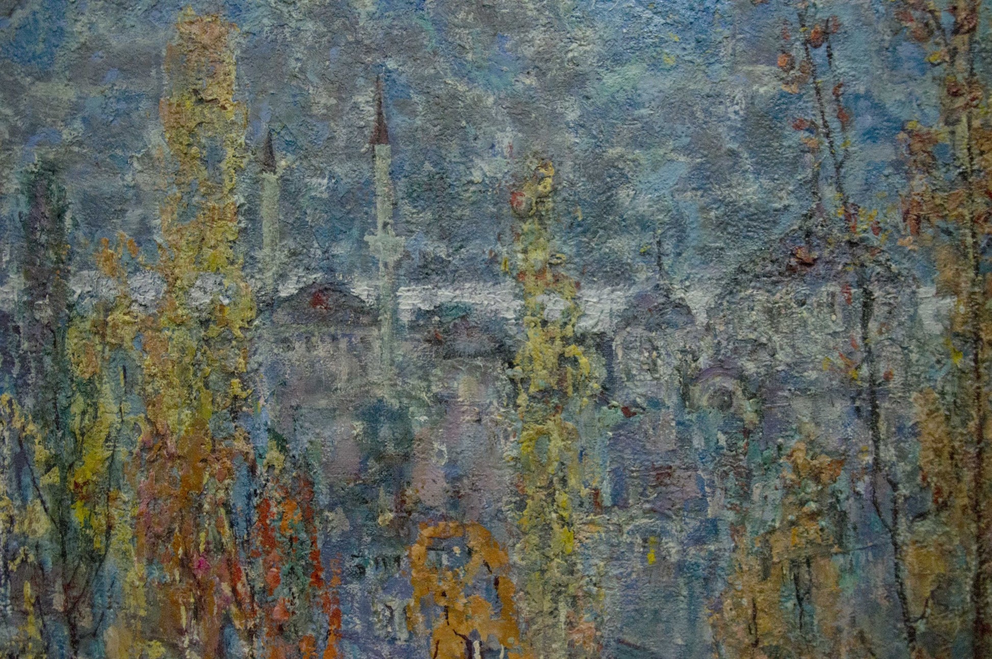 Abstract oil painting by Filatov Vladimir Nikolaevich: autumn cityscape with minarets