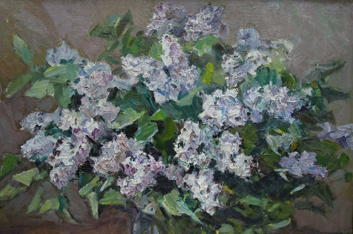 Oil painting of lilac bouquet in bloom by Zinaida Sokolova