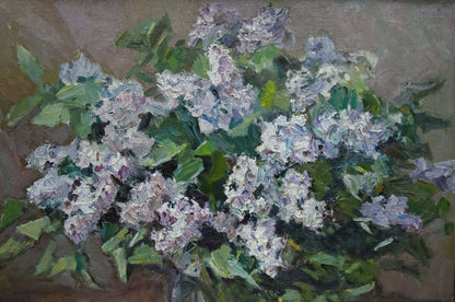 Oil painting of lilac bouquet in bloom by Zinaida Sokolova