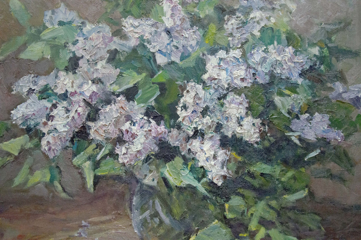 Oil painting of lilac bouquet in bloom by Zinaida Sokolova