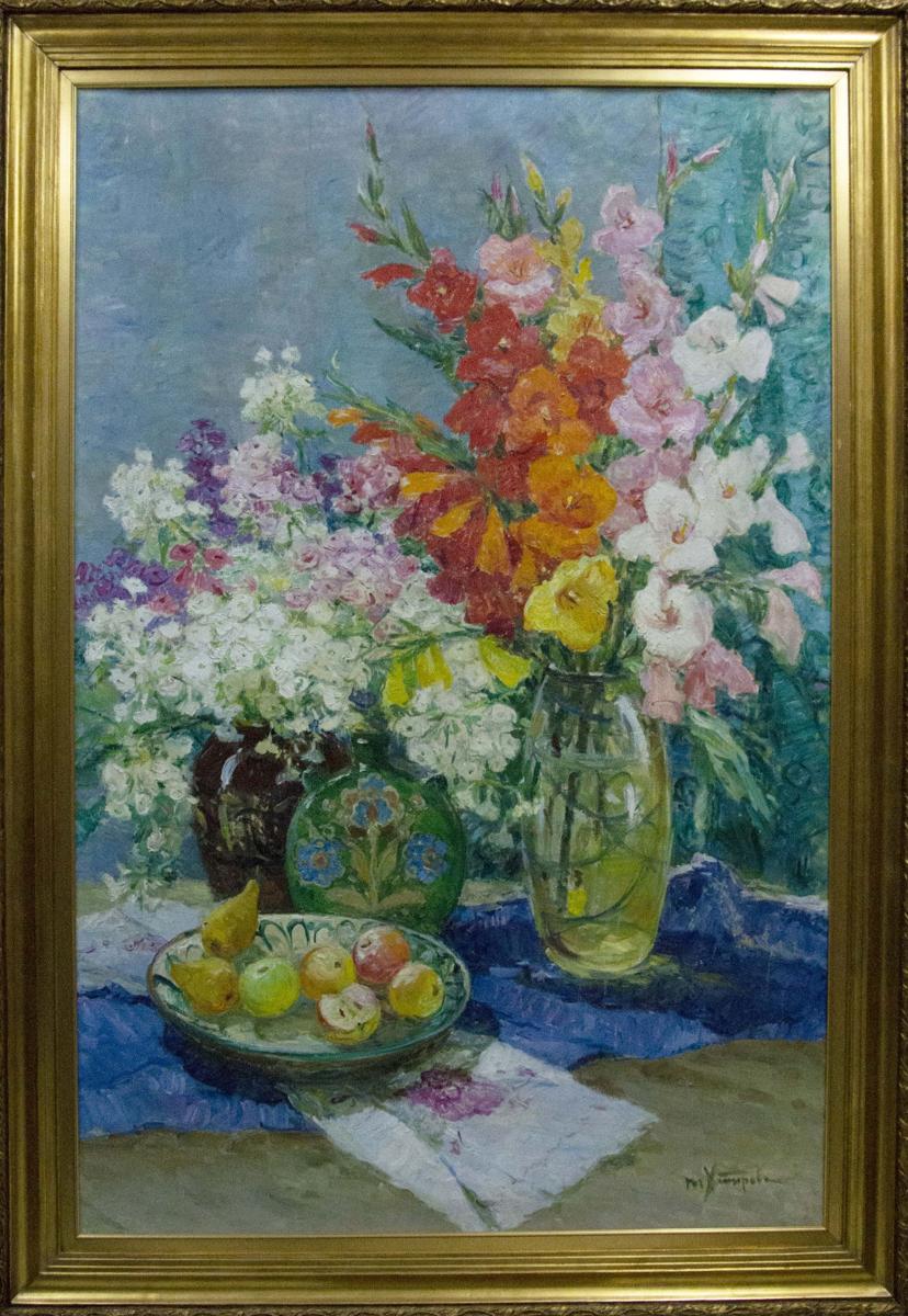 Oil painting of vibrant mixed flowers by Khitrova Tamara Aleksandrovna