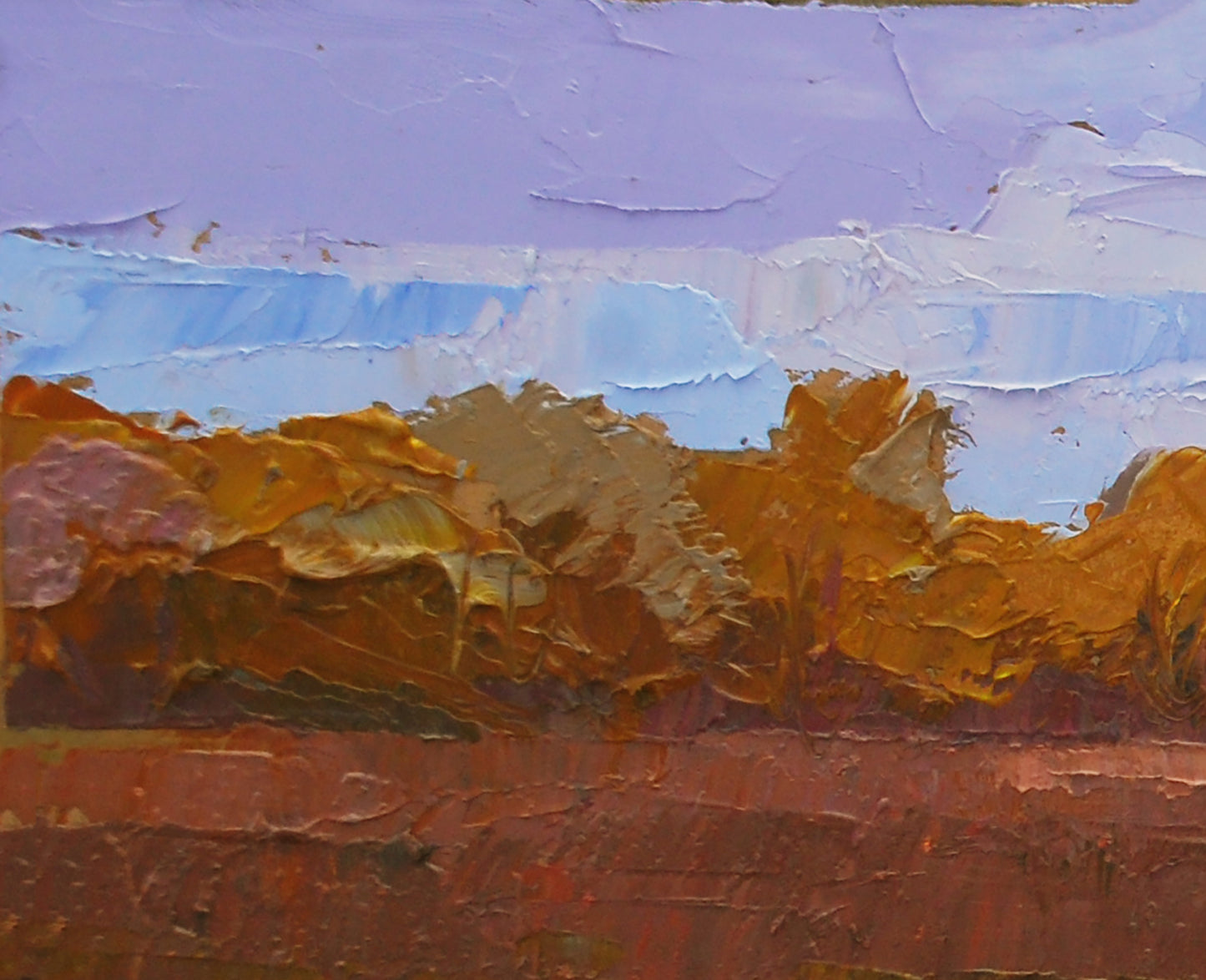 Oil painting Autumn ray by Egor Shvachunov, textured autumn landscape