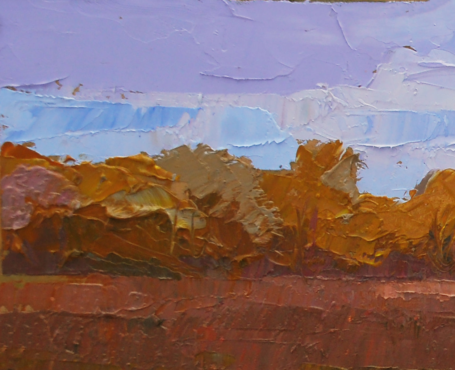 Oil painting Autumn ray by Egor Shvachunov, textured autumn landscape