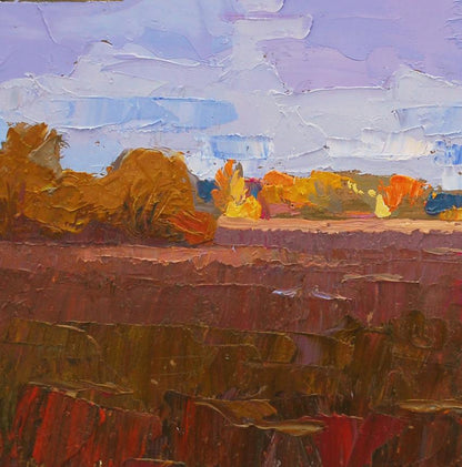 Oil painting Autumn ray by Egor Shvachunov, textured autumn landscape