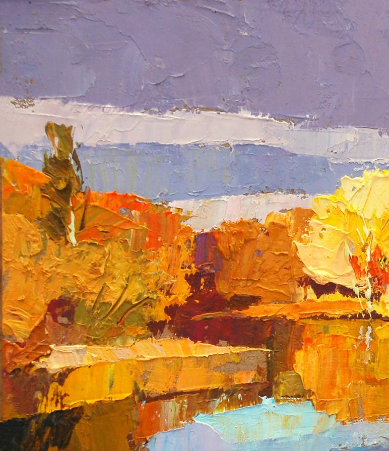 Oil painting Autumn on Psli by Egor Shvachunov impressionist landscape