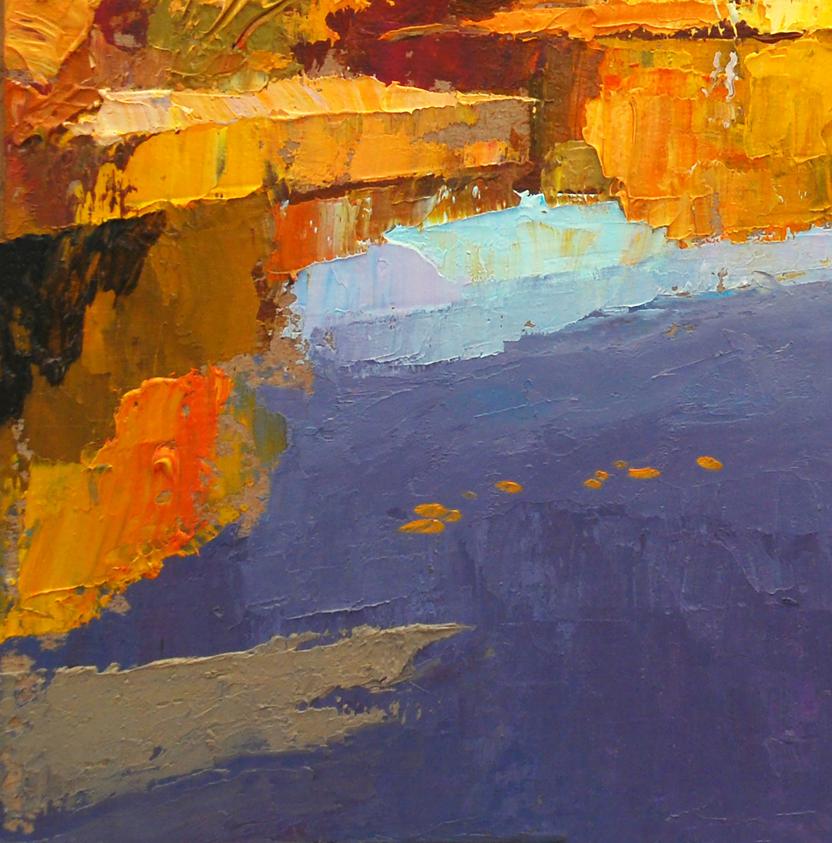Vibrant Autumn on Psli Egor Shvachunov oil painting with orange, yellow, blue impasto