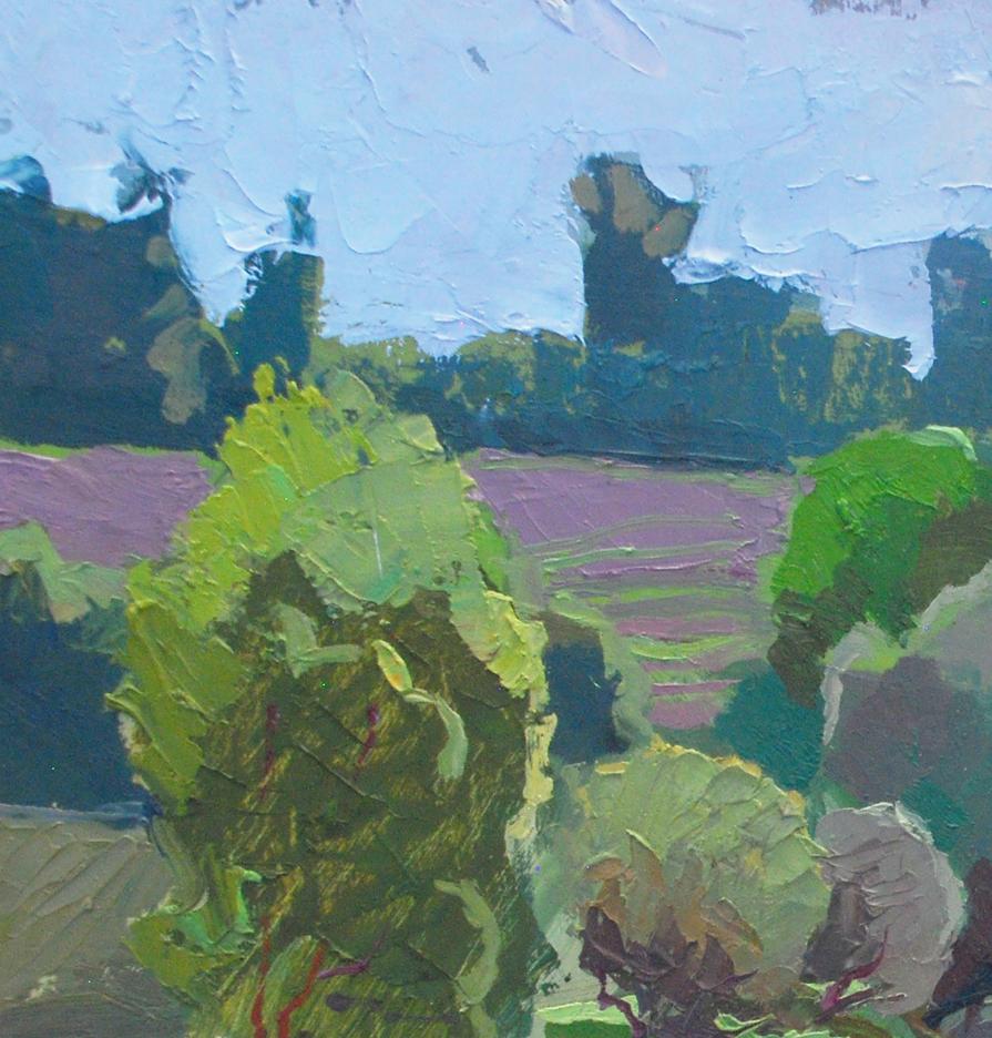 Textured impressionist oil painting Spring on Obolon by Egor Shvachunov