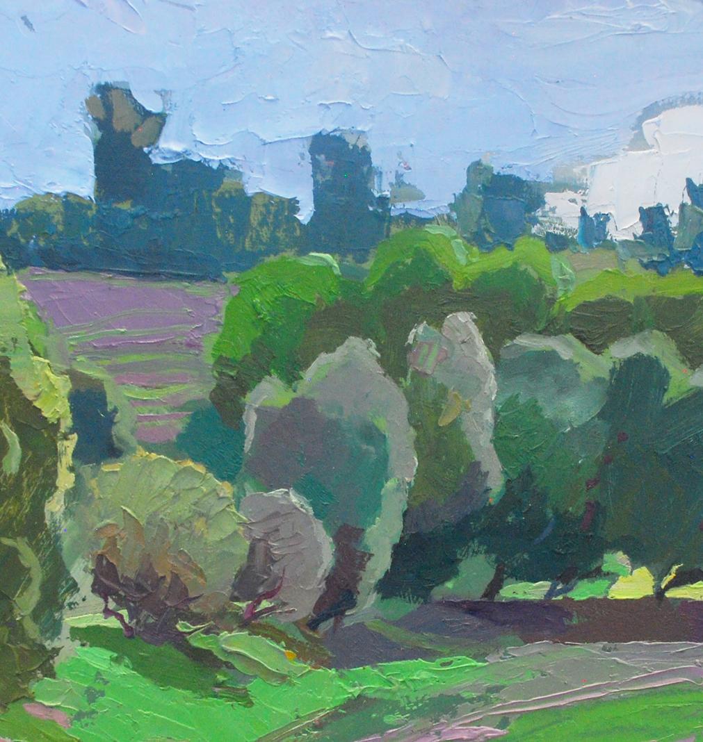Textured impressionist oil painting Spring on Obolon by Egor Shvachunov