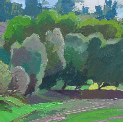 Vibrant impressionist oil painting Spring on Obolon by Egor Shvachunov