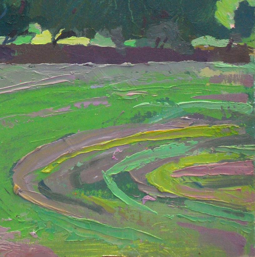Vibrant impressionist oil painting Spring on Obolon by Egor Shvachunov