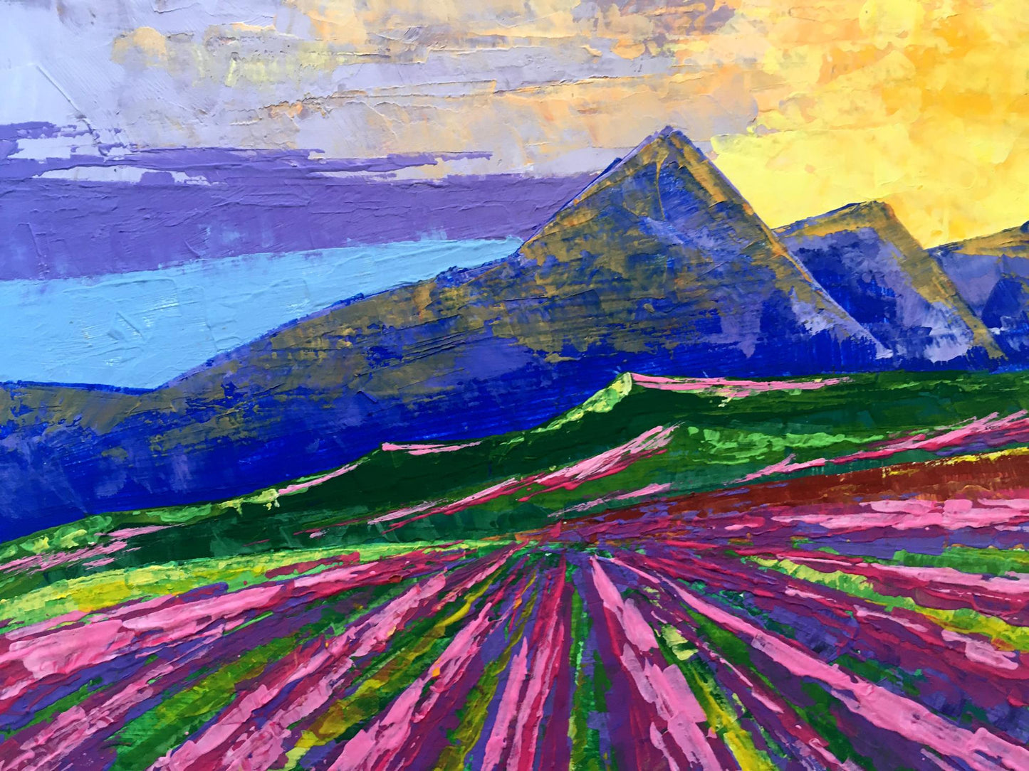 Vibrant oil painting Sunrise on the mountains by Zadorozhnya V. V