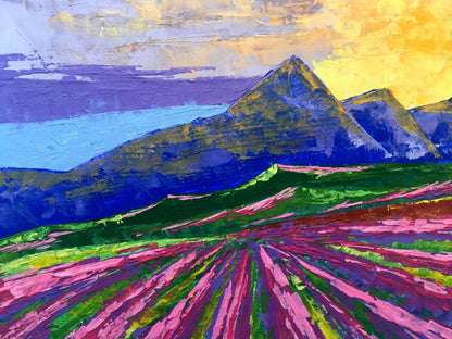 Vibrant oil painting Sunrise on the mountains by Zadorozhnya V. V