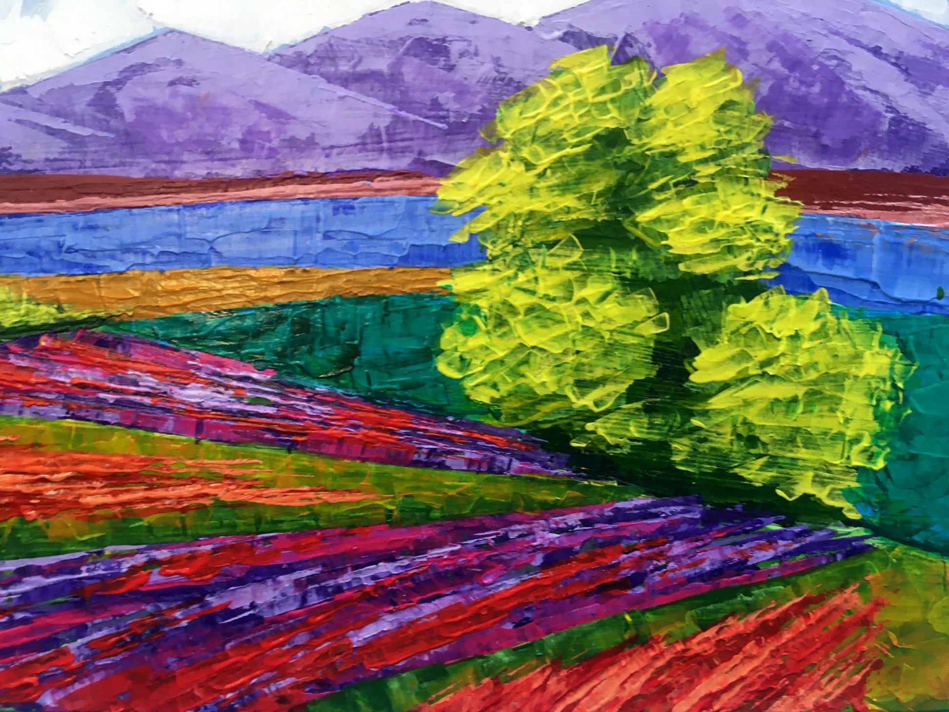 Vibrant impressionist oil painting Road to the mountains by Zadorozhnya V. V