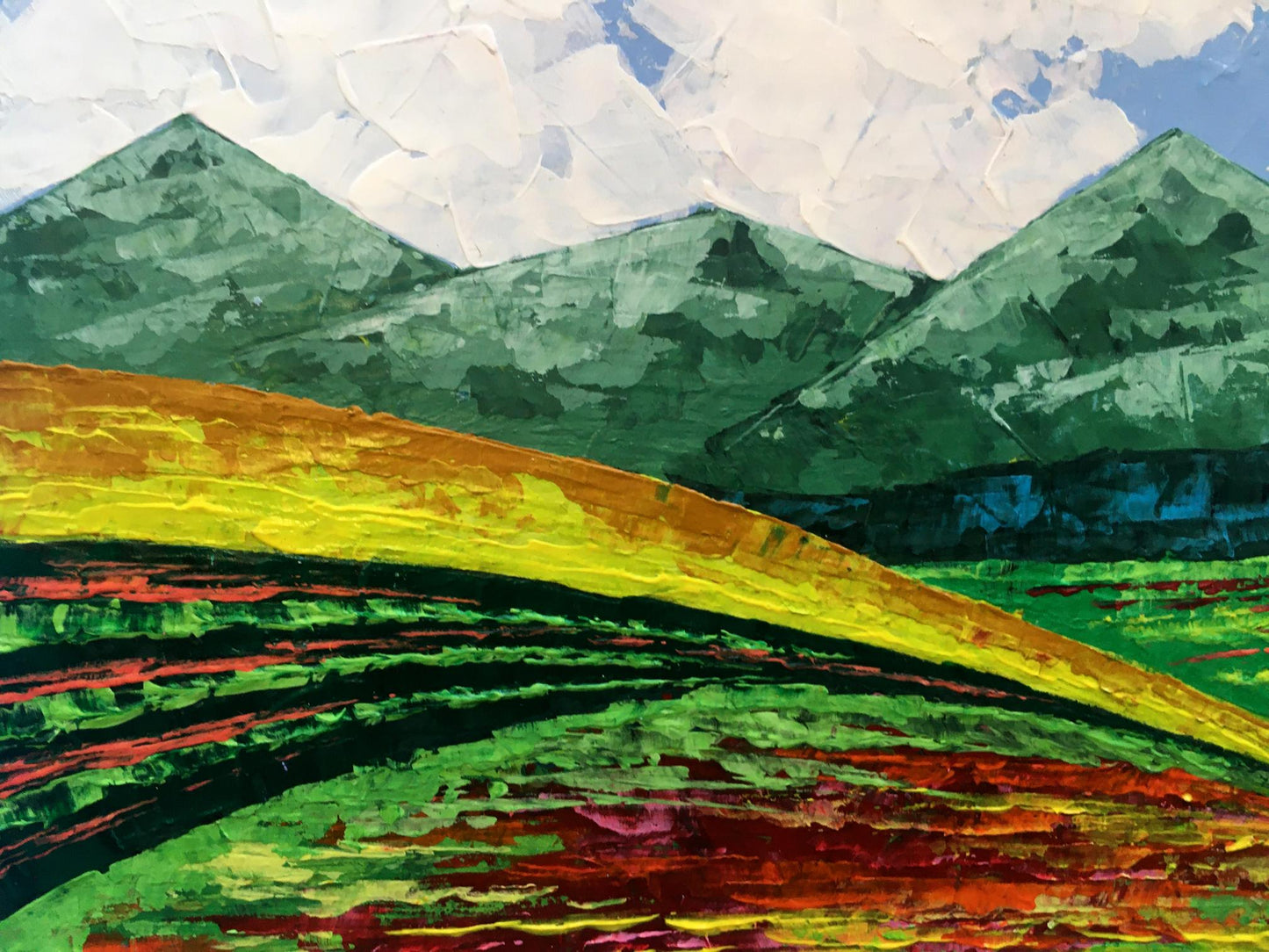 Oil painting Summer in the mountains by Zadorozhnya V. V. vibrant landscape