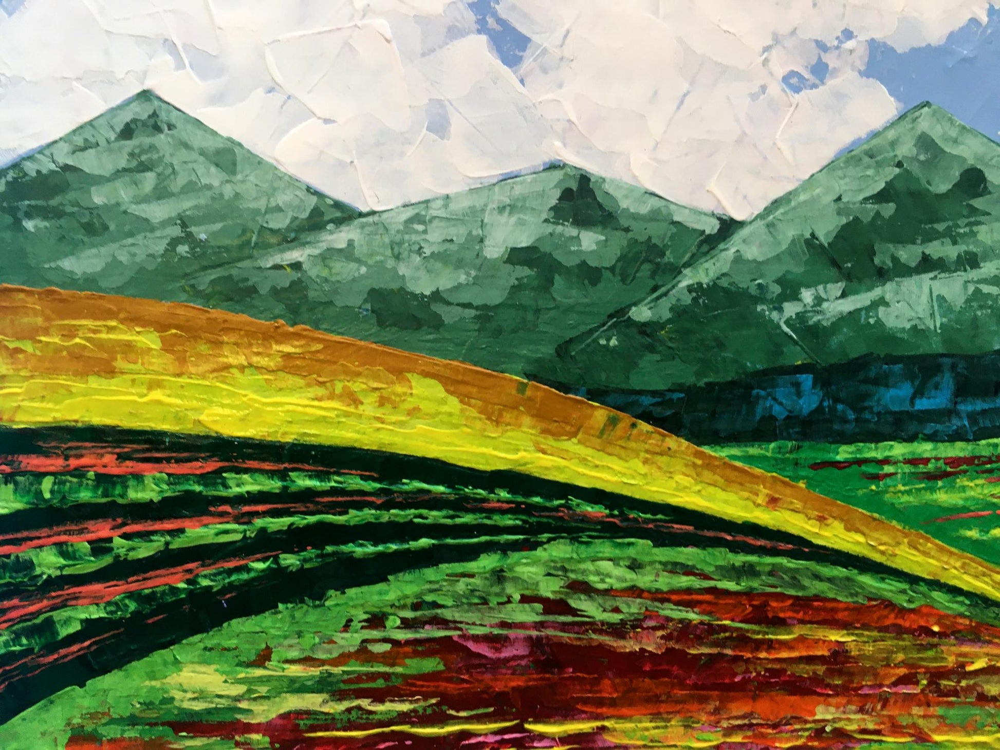 Oil painting Summer in the mountains by Zadorozhnya V. V. vibrant landscape