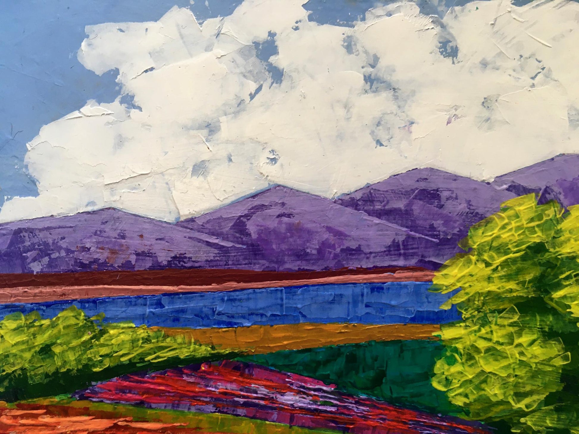 Vibrant impressionist oil painting Road to the mountains by Zadorozhnya V. V