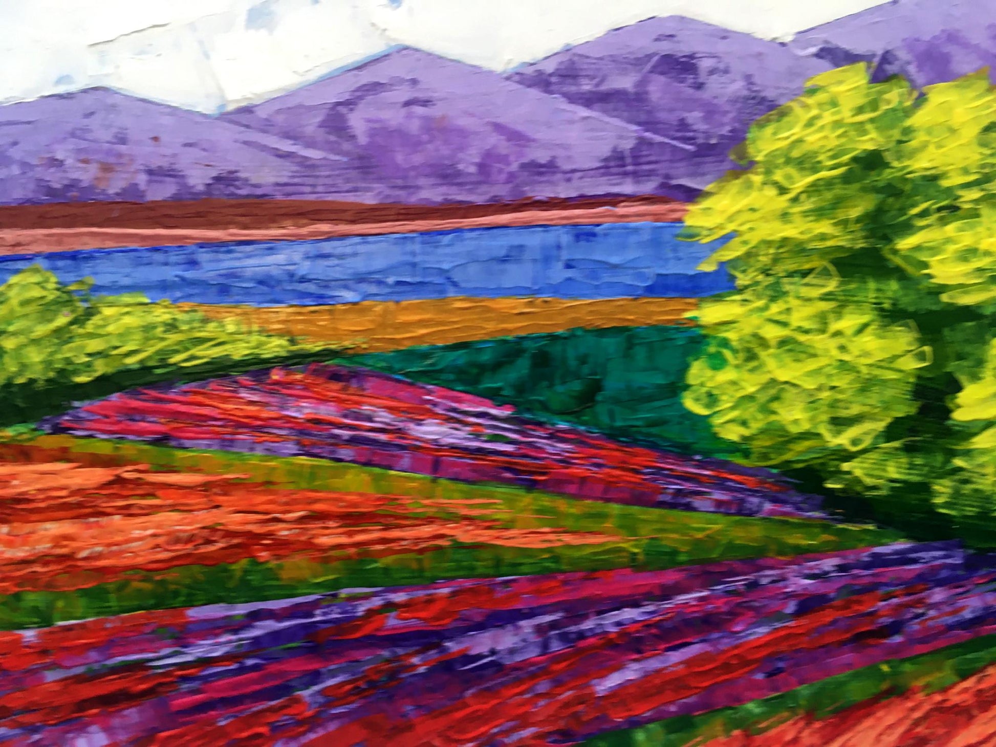 Vibrant impressionist oil painting Road to the Mountains by Zadorozhnya V. V
