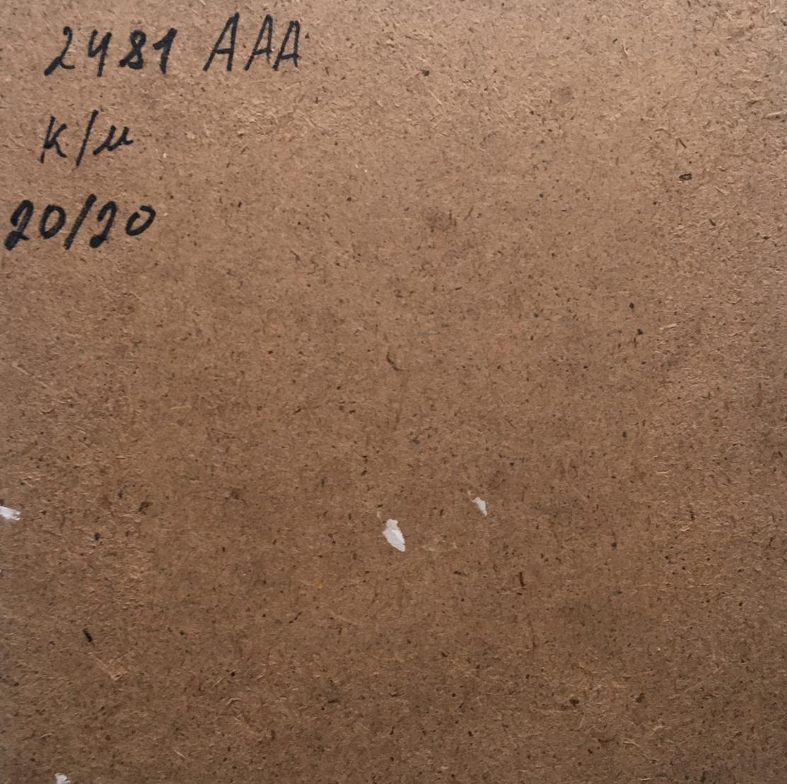 Back of Oil painting Somewhere in the field Zadorozhnya V.V. on brown particle board
