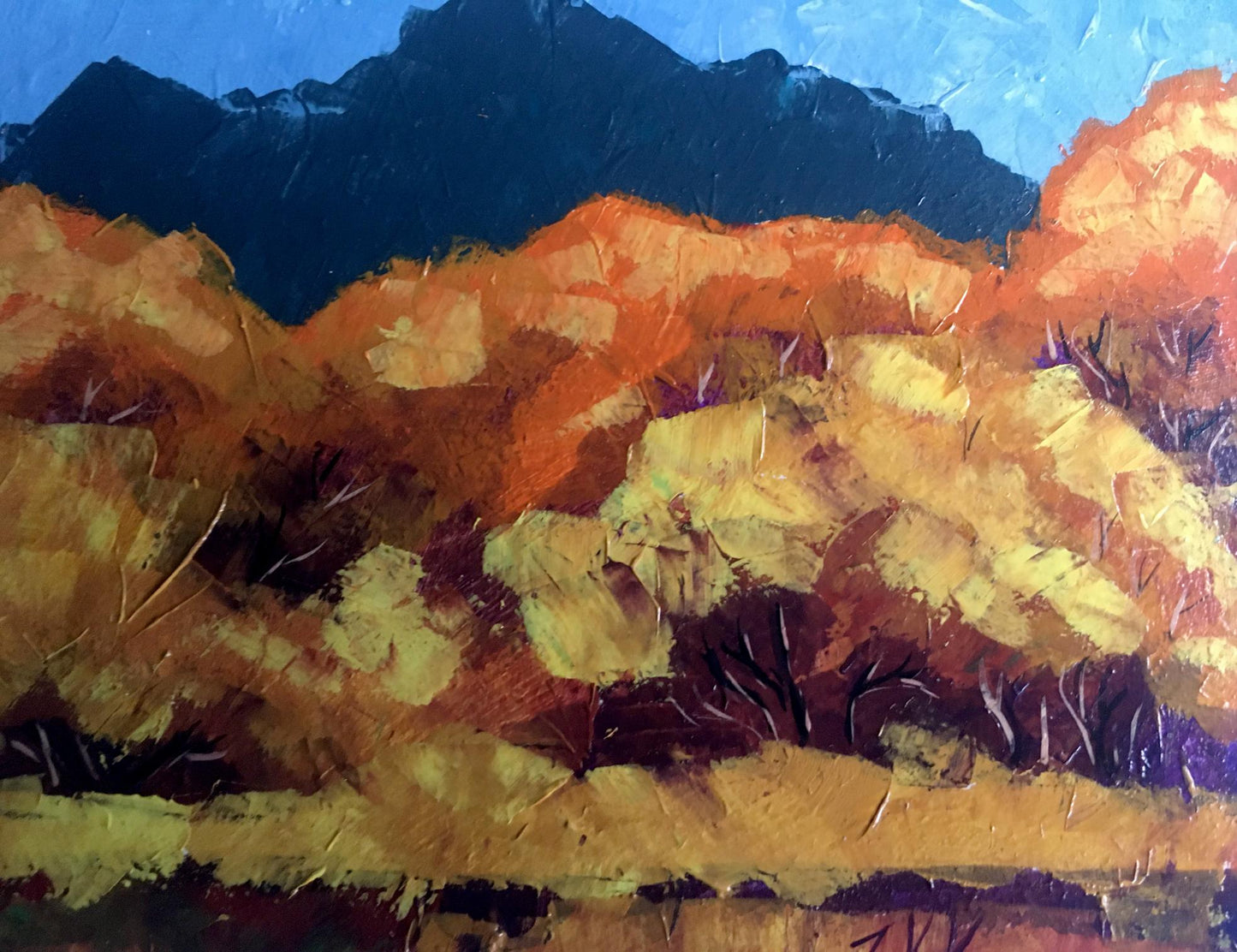 Oil painting Autumn mountains V. Zadorozhnya impressionistic landscape
