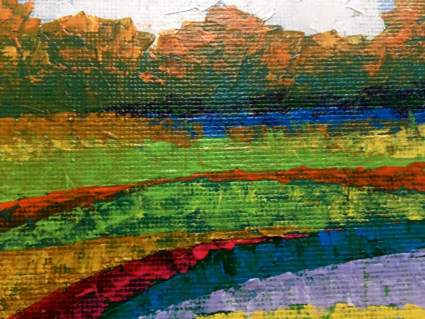 Oil painting Autumn morning V. Zadorozhnya vibrant abstract landscape