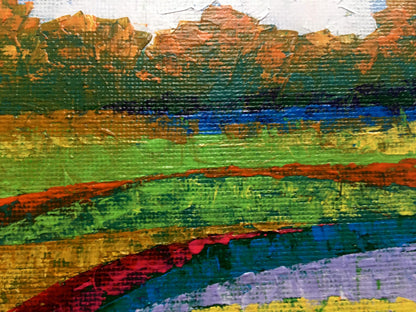 Oil painting Autumn morning V. Zadorozhnya vibrant abstract landscape