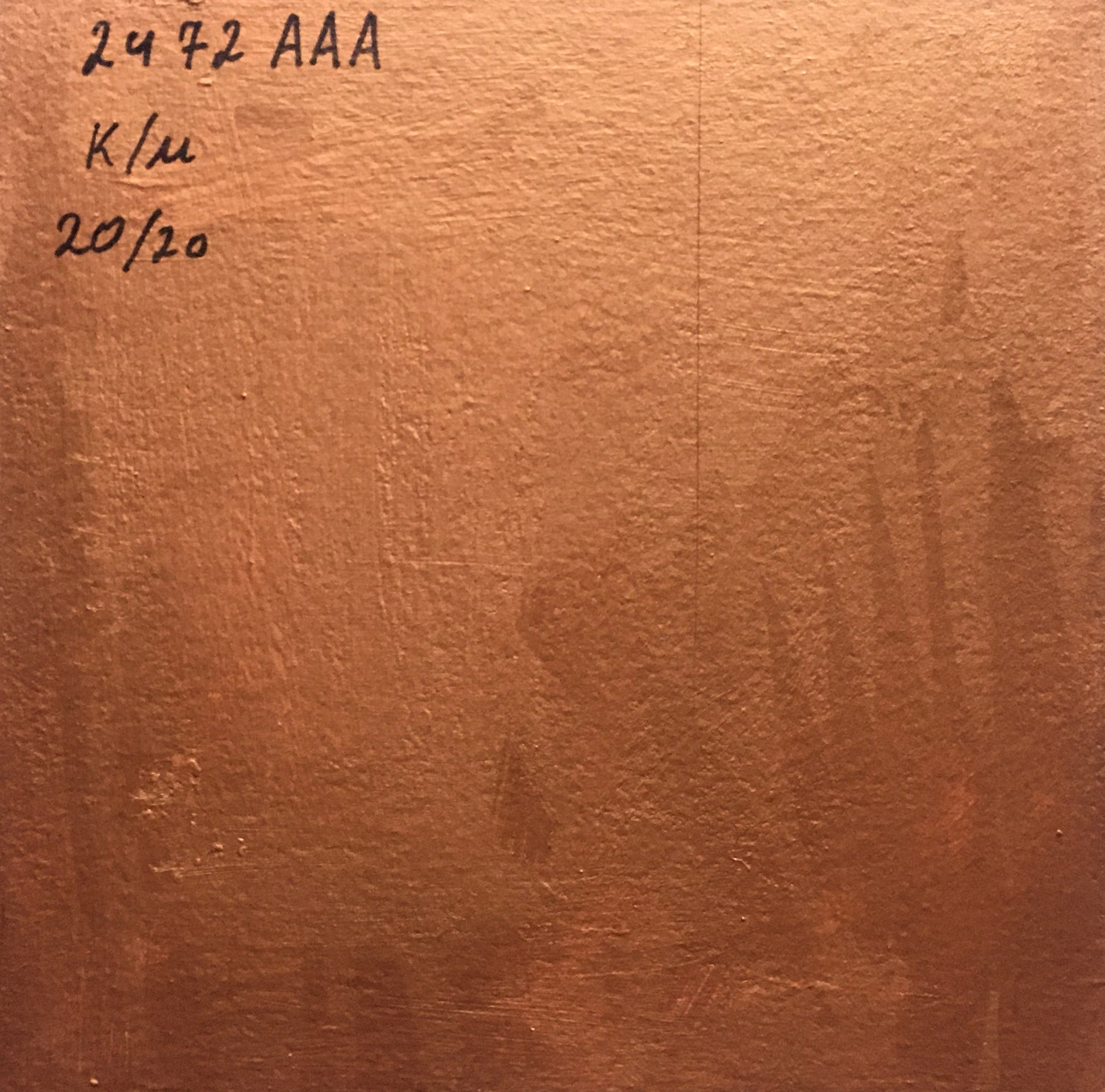 Back of oil painting Spring bouquet of flowers Zadorozhnya V.V. textured copper metal with markings