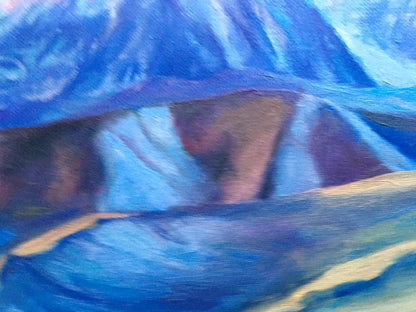 Oil painting of sunset behind mountains by Serdyuk Boris Petrovich