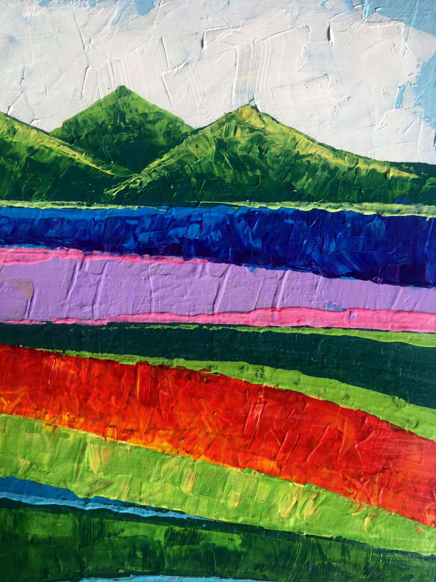 Vibrant impasto oil painting Beyond the Mountains by Zadorozhnya V. V