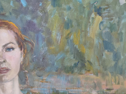 Oil painting Lisa Mishurovsky V.V. soft-focus woman reddish-brown hair blue eyes