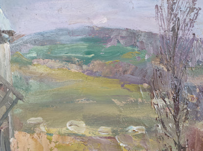 Oil Painting Village Nature Landscape 