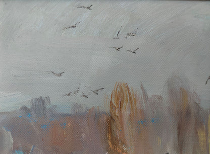 Winter road portrayed in an oil painting by V. V. Mishurovsky