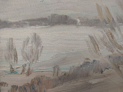 Oil painting titled "Winter Road" by V. V. Mishurovsky