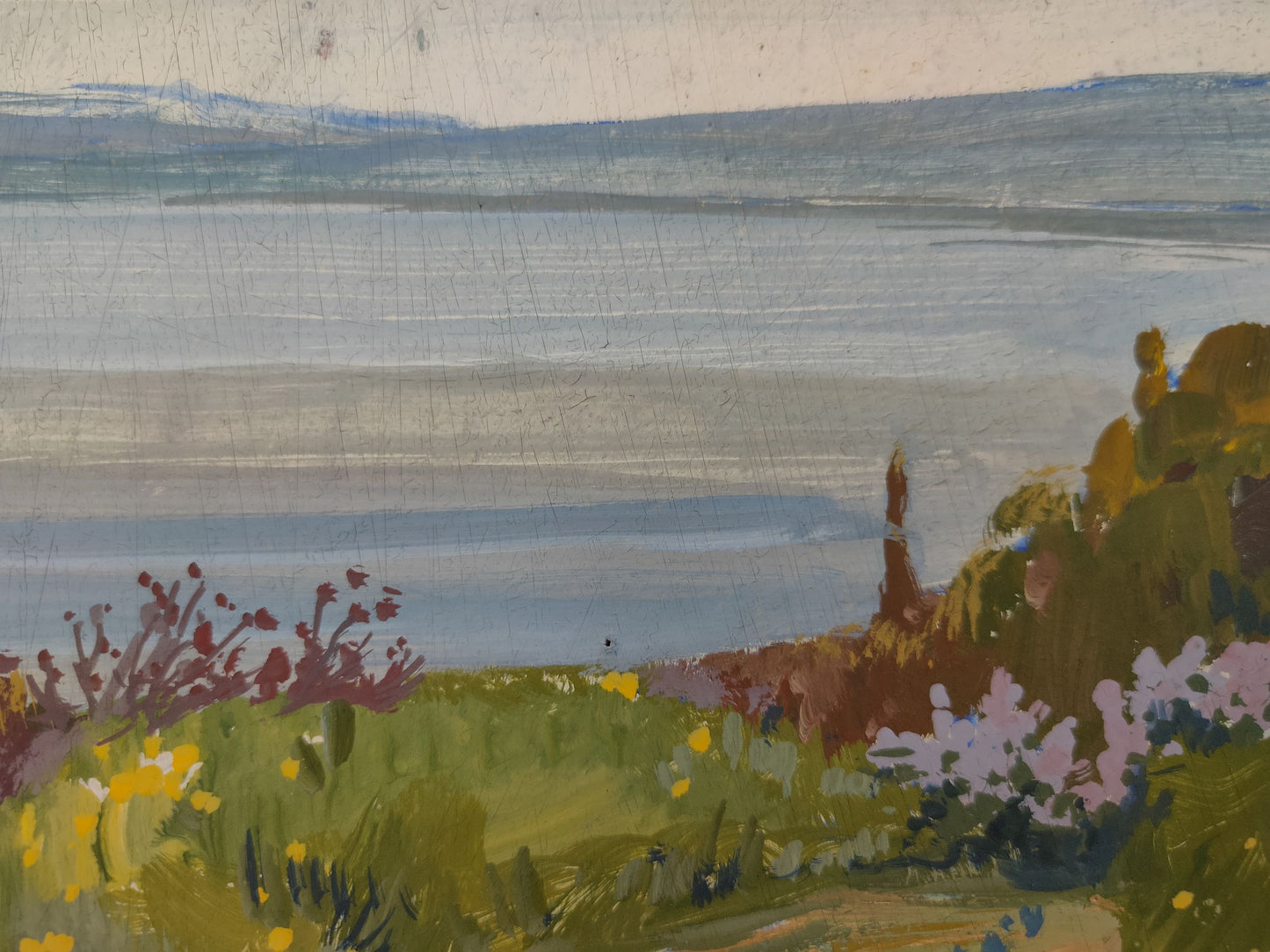 Serene impressionist oil painting View of Cape Meganom by Mishurovsky V. V