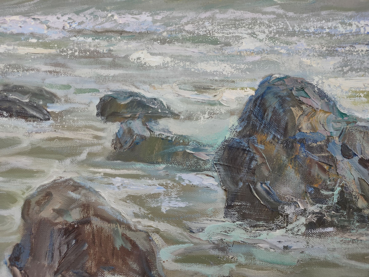 Coastal Harmony: Mishurovsky V. V.'s Oil Creation Featuring the Azure Sea Shore