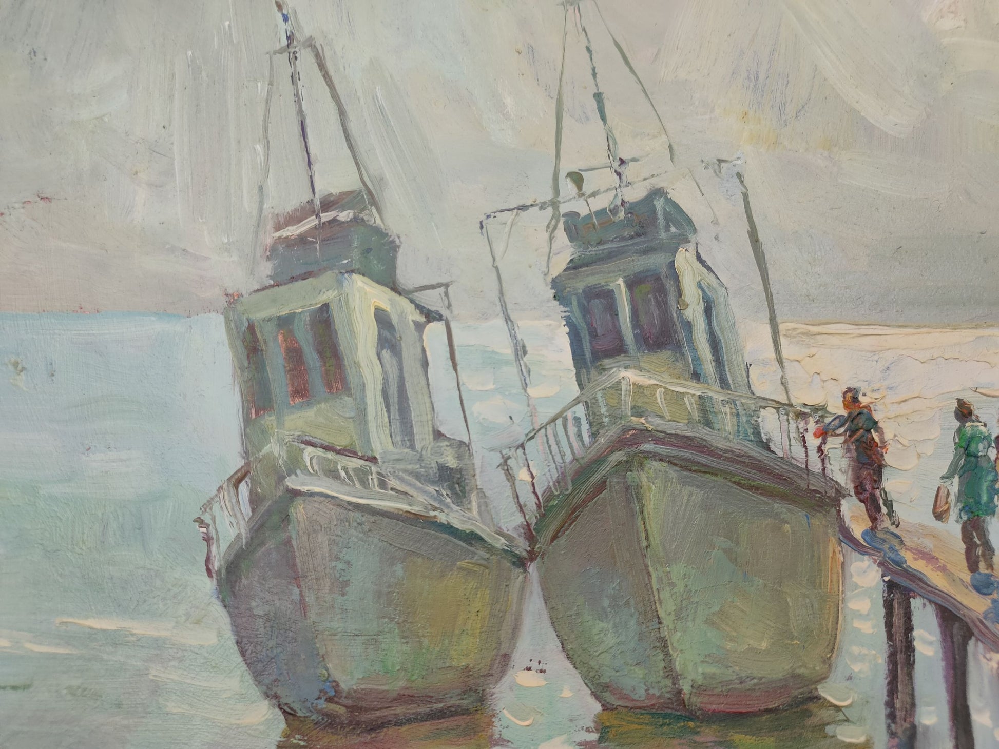Oil painting Sea pier
