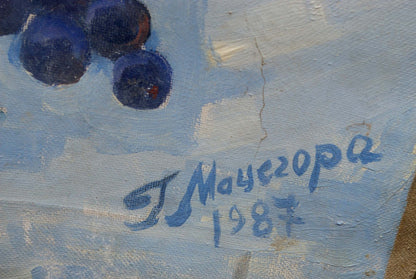 Blue painted grapes oil painting by Matsegora Grigory Prokopovich