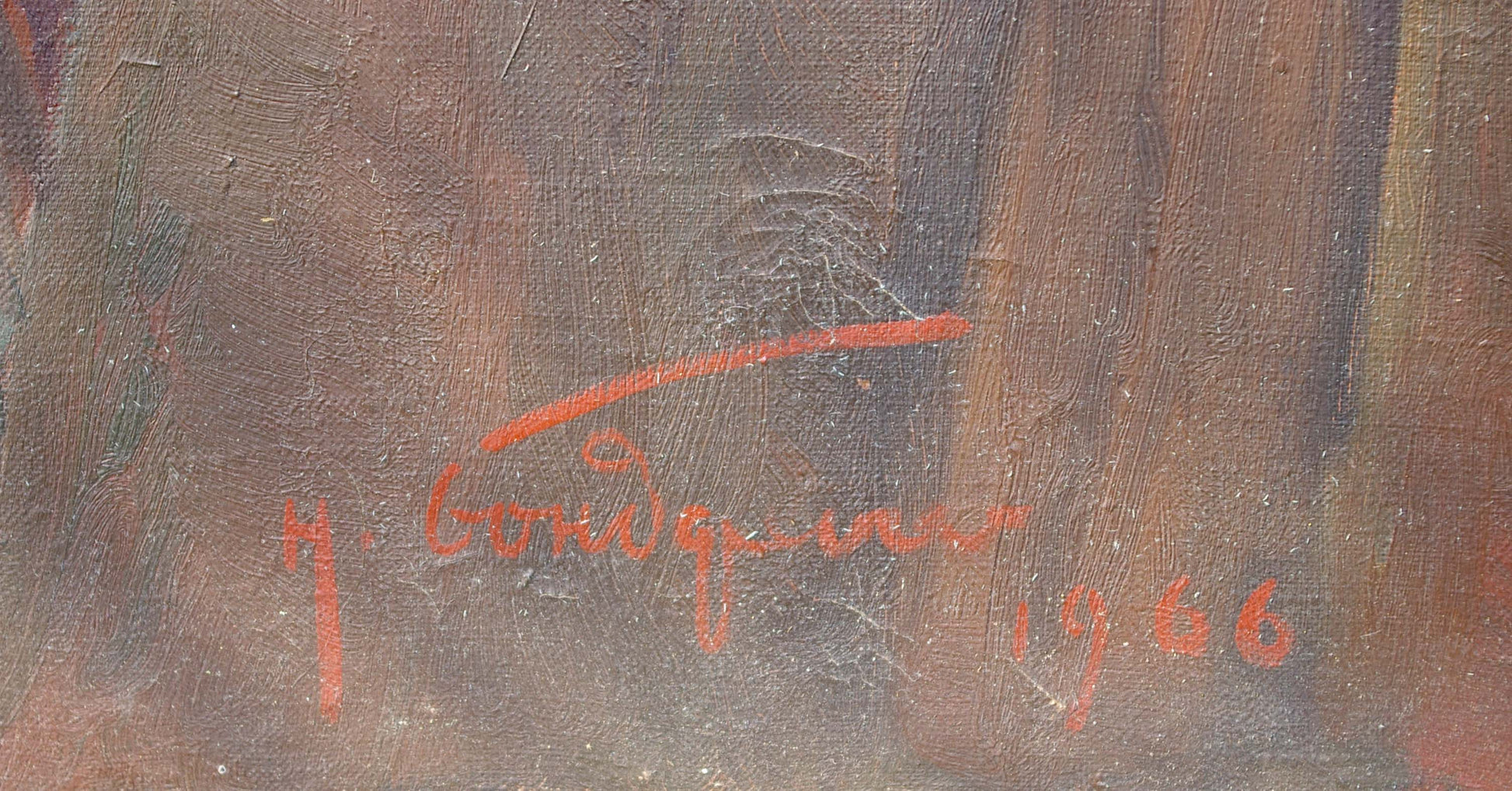 Back of Oil painting Hoisting the banner over the Reichstag by Bondarenko with red h signature and date
