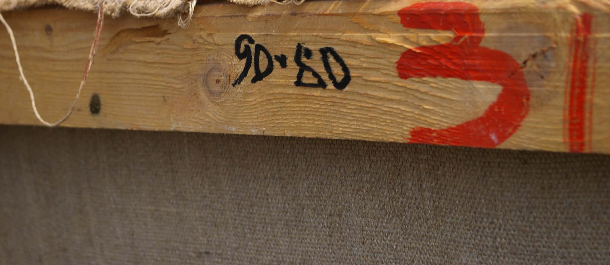 Back of Oil painting Still life Skripin on weathered stretcher bar
