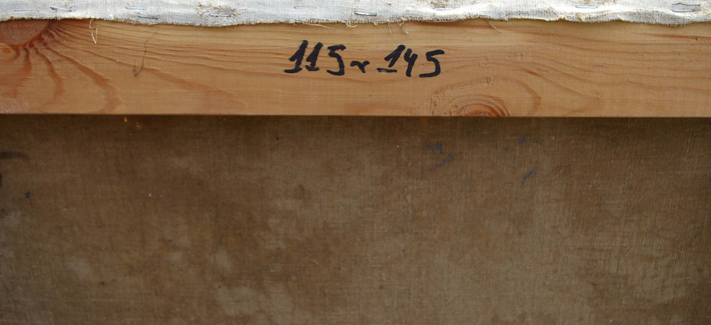 Back of Oil painting Portrait of a girl Tishunin Vasily Ivanovich with 115×295 mm beam measurement