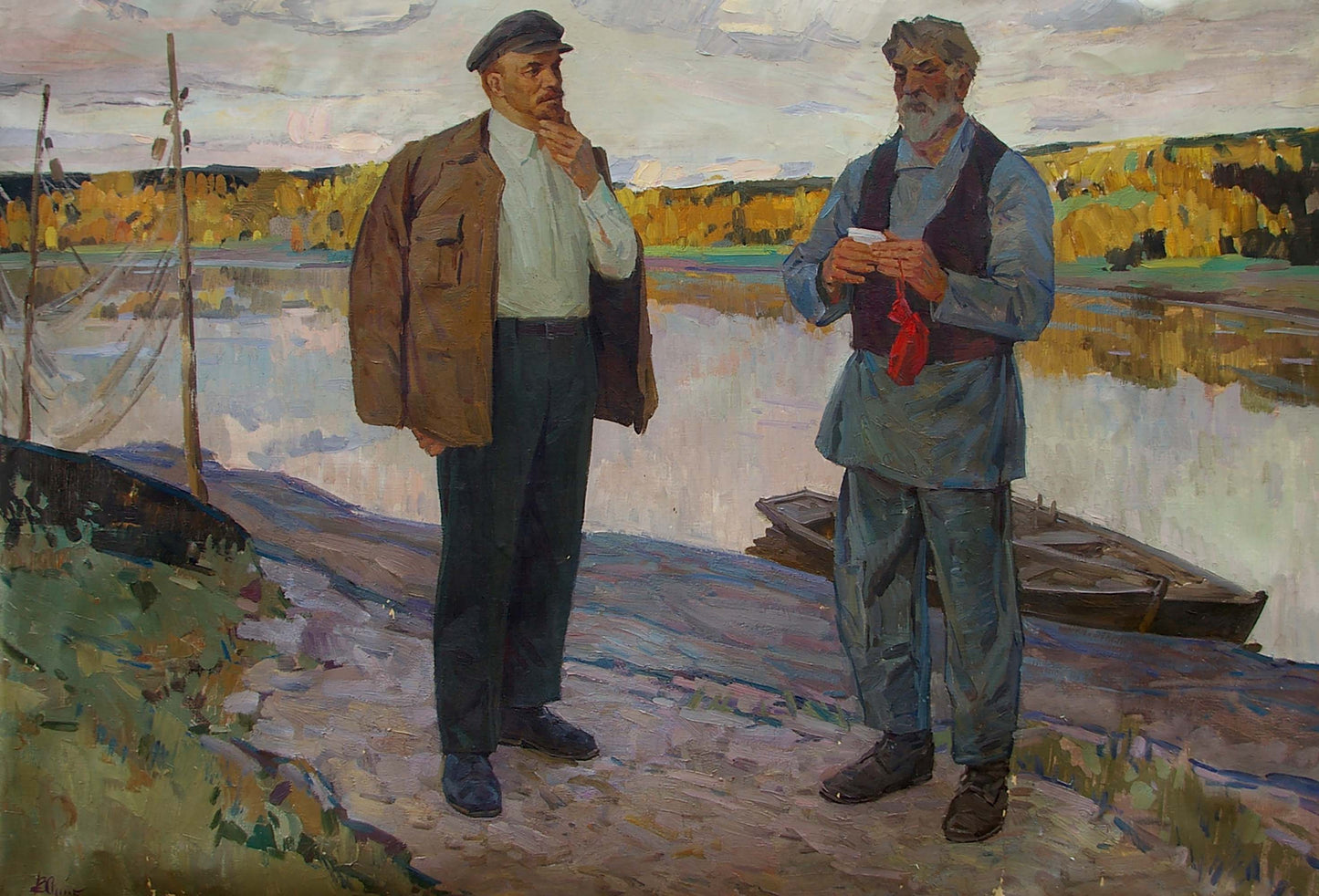 Oil painting of Lenin with fisherman by Samoylenko Zoya Alexandrovna