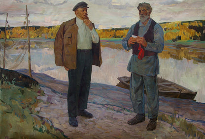 Oil painting of Lenin with fisherman by Samoylenko Zoya Alexandrovna