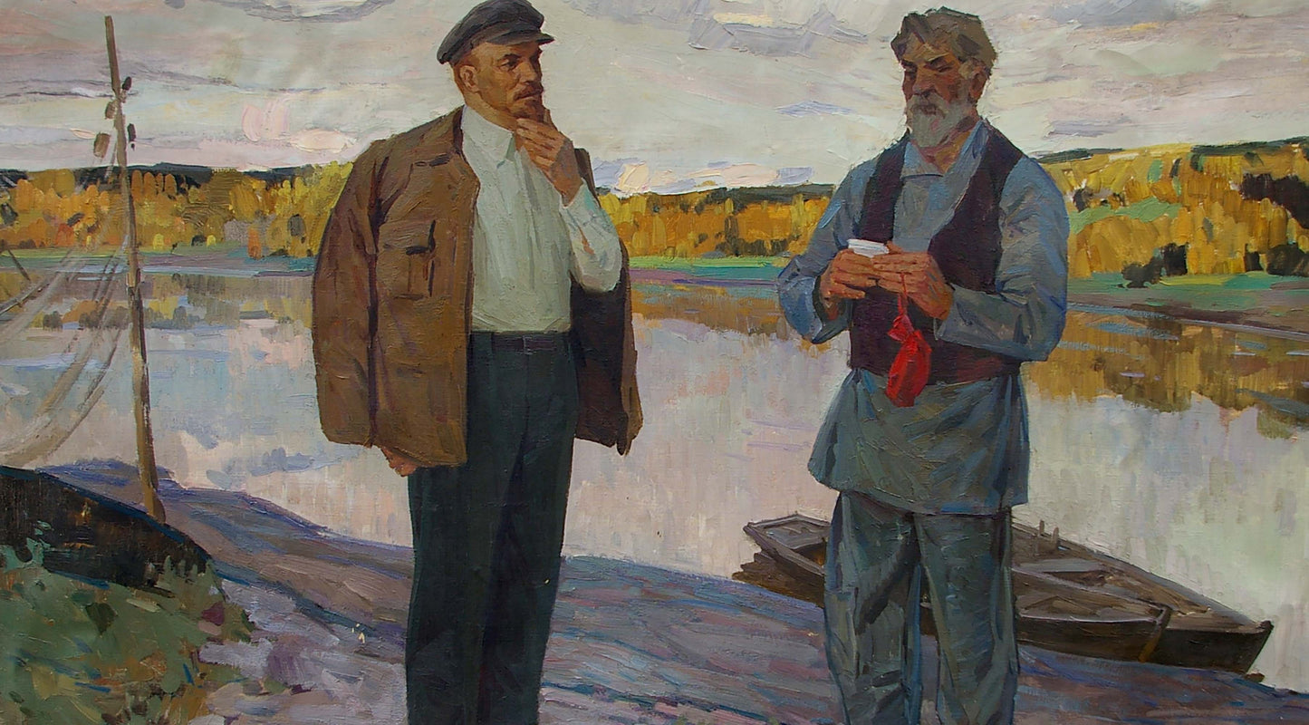 Oil painting of Lenin with fisherman by Samoylenko Zoya Alexandrovna